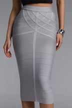 Flowering Girl Women Geometric Strap Bandage Midi Pencil Skirt