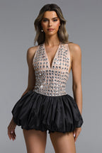 Flowering Girl Women Uano Contour Halter Puff Mini Dress