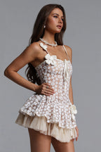 Flowering Girl Women Lilac Sleeveless Mesh Mini Dress