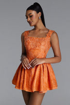 Flowering Girl Women louise Crochet Embroidered mini dress - orange