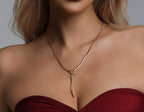 Flowering Girl Women Gold Snake Herringbone Lariat Y Necklace