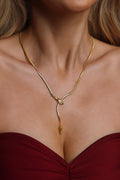 Flowering Girl Women Gold Snake Herringbone Lariat Y Necklace