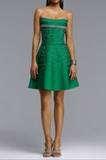 Flowering Girl Women Strapless Rhinestone Pearl A-Line Mini Dress