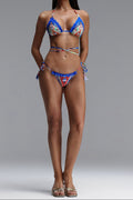 Flowering Girl Women Bohemian Paisley Lace Wrap Tie Two-Piece Bikini Set
