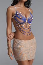 Flowering Girl Women Ocean Shell Pearl Bead Halter Body Chain Top