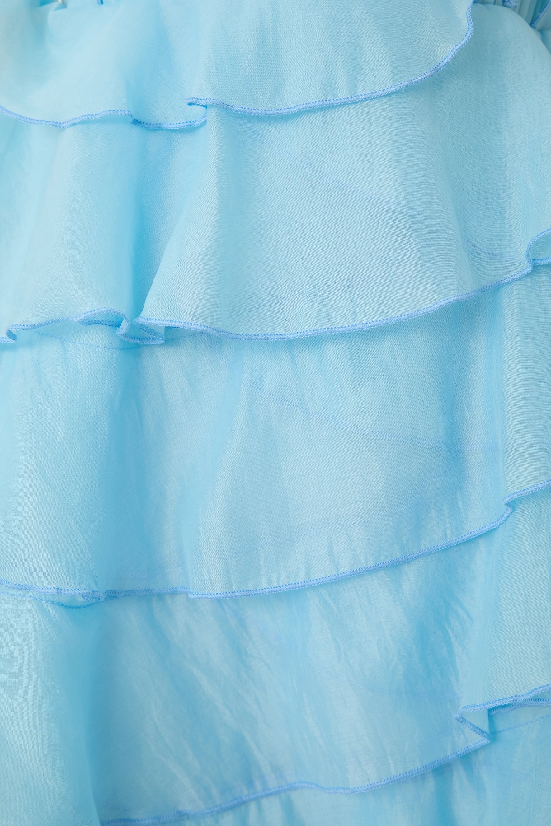 Juliet Blue Pleated Bodice Tiered Ruffle Mini Dress