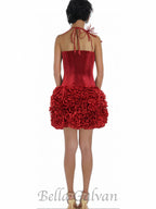 Flowering Girl Women corset floral mini skirt suit in red