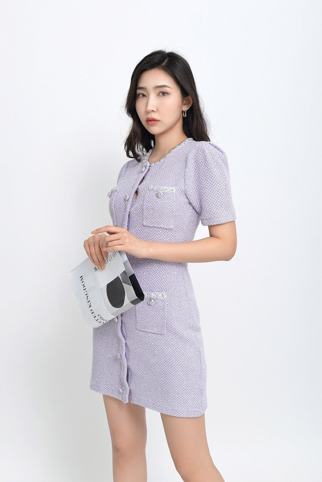 Flowering Girl Women Sequin-Embellished Knitted Mini Dress