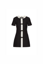 Flowering Girl Women Black Crepe Couture Bow Mini Dress