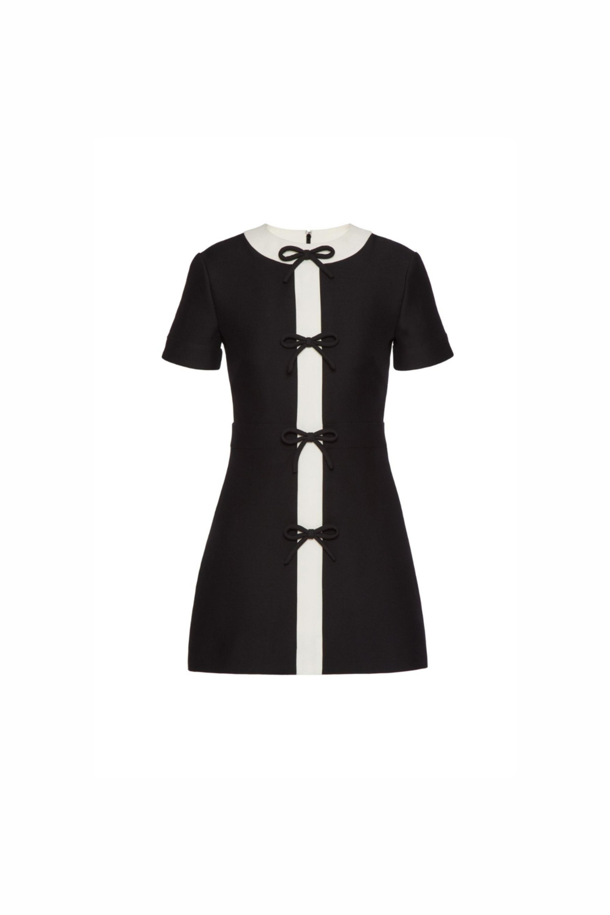 Flowering Girl Women Black Crepe Couture Bow Mini Dress