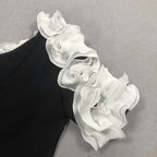 Flowering Girl Women white flower embellished strapless black midi dress