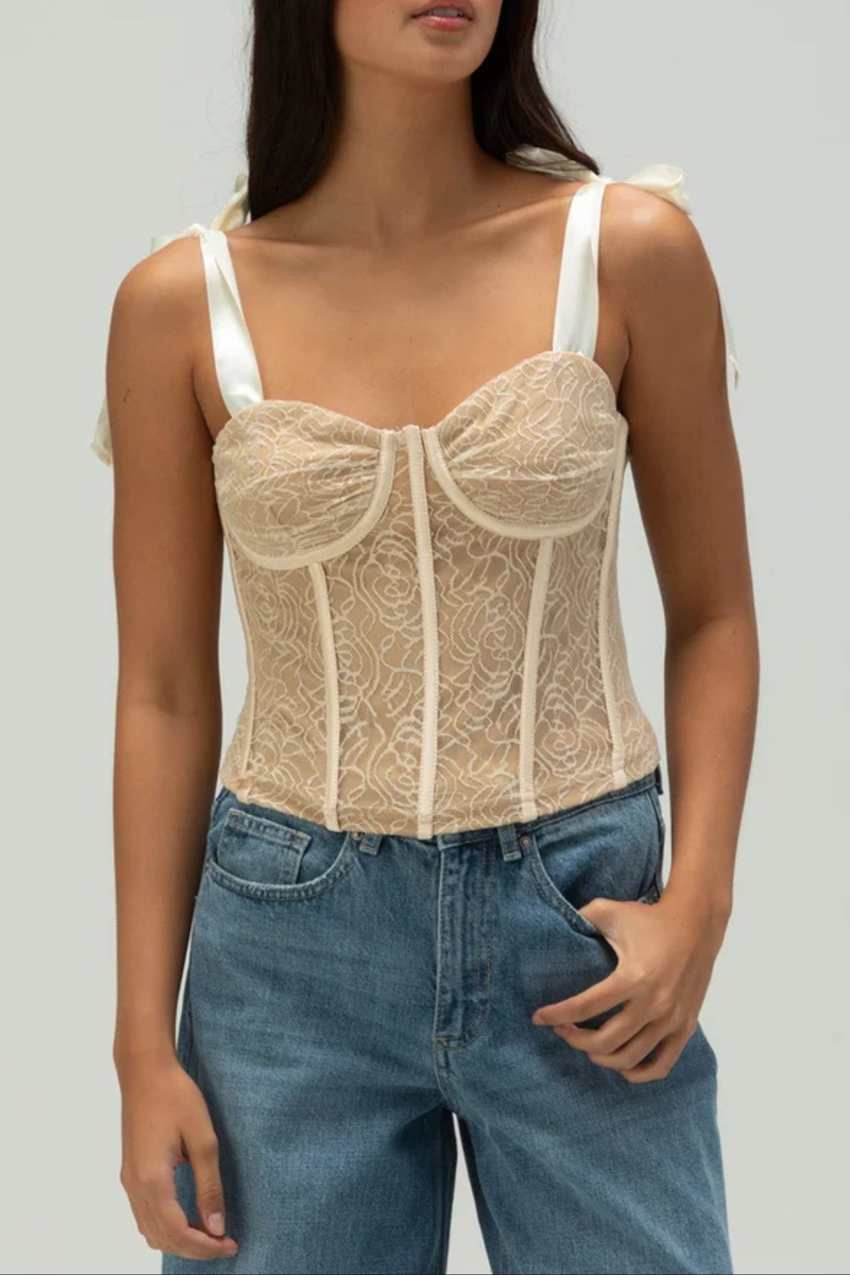 Flowering Girl Women West Of Melrose Womens Lace Corset Top