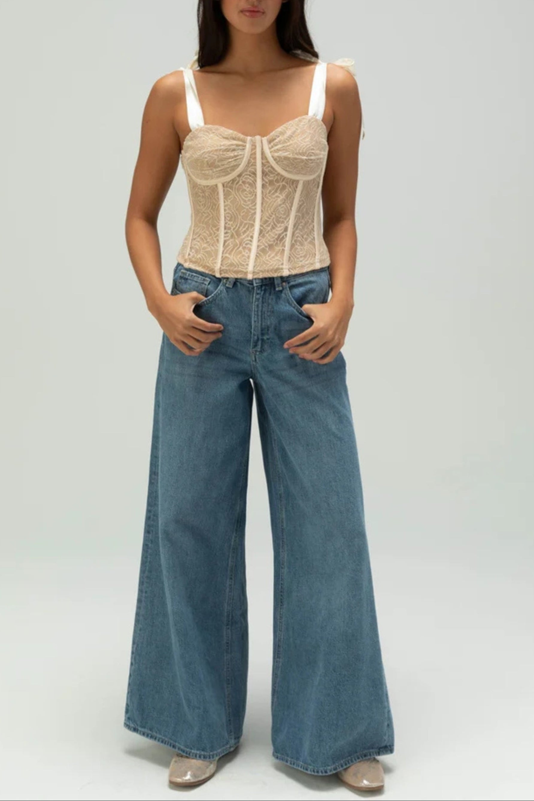 Flowering Girl Women West Of Melrose Womens Lace Corset Top
