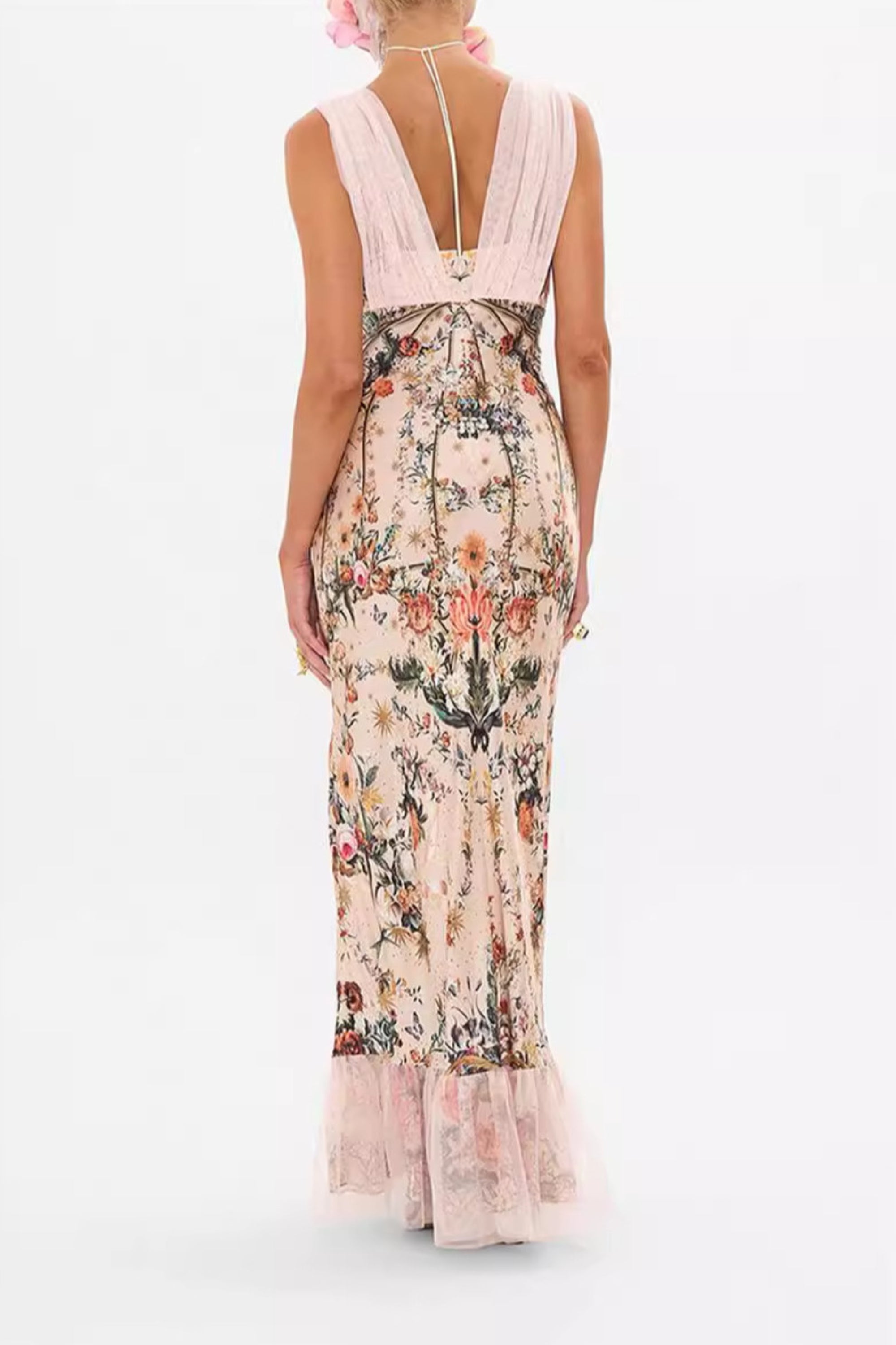 Flowering Girl Women Floral Mermaid Sleeveless Maxi Dresses