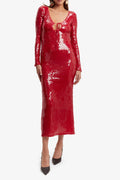 Flowering Girl Women Sequin Bandage Maxi Dress In Red