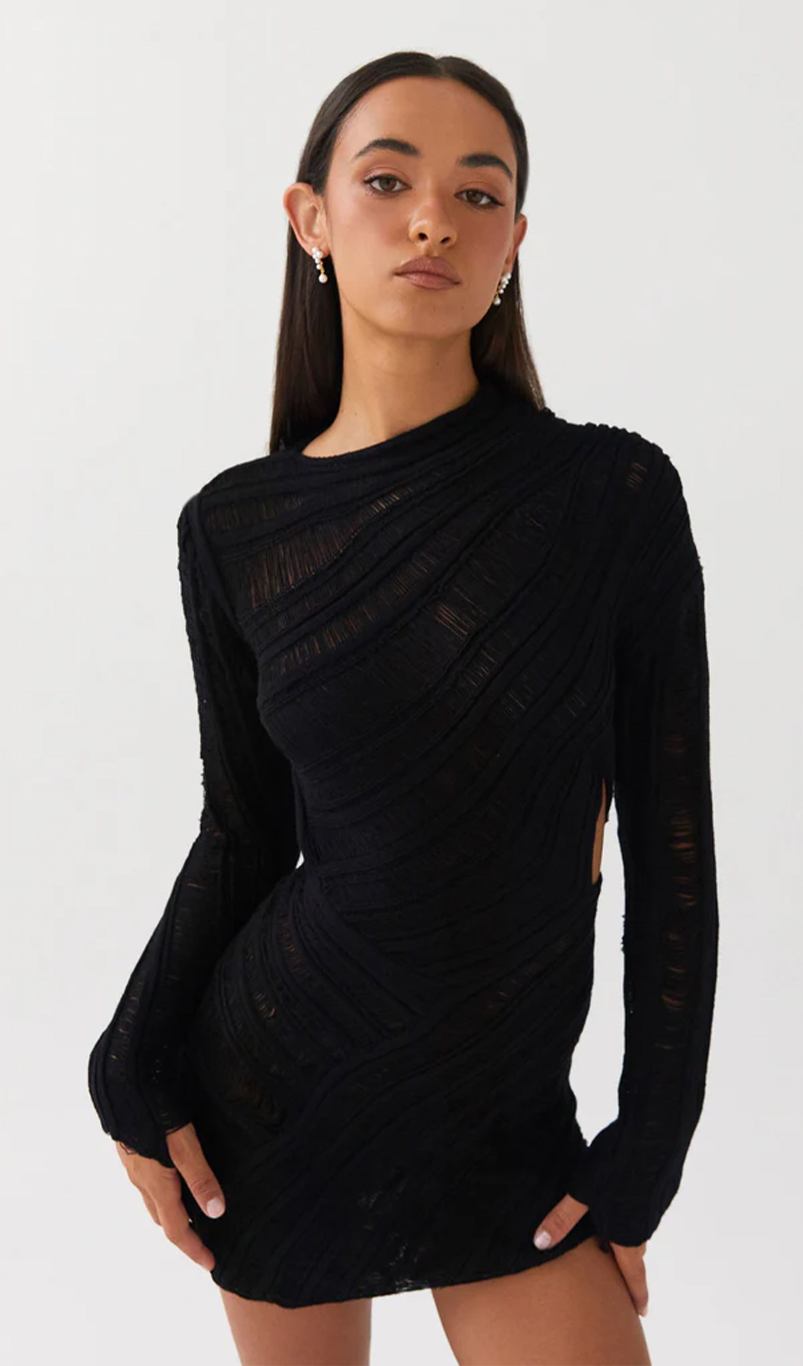 Flowering Girl Women Hollow Out Mini Dress