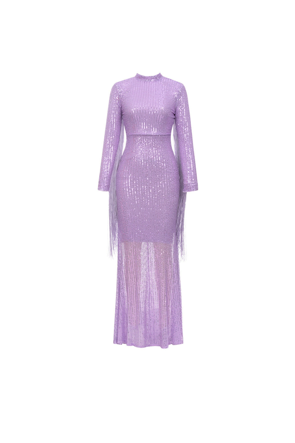 Flowering Girl Women Sequin Fringe Maxi Dress In Purple