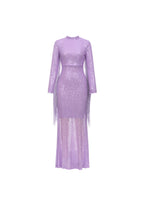 Flowering Girl Women Sequin Fringe Maxi Dress In Purple