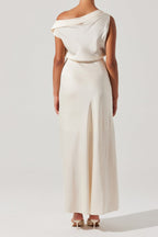 Flowering Girl Women Monroe Satin Off Shoulder Dress