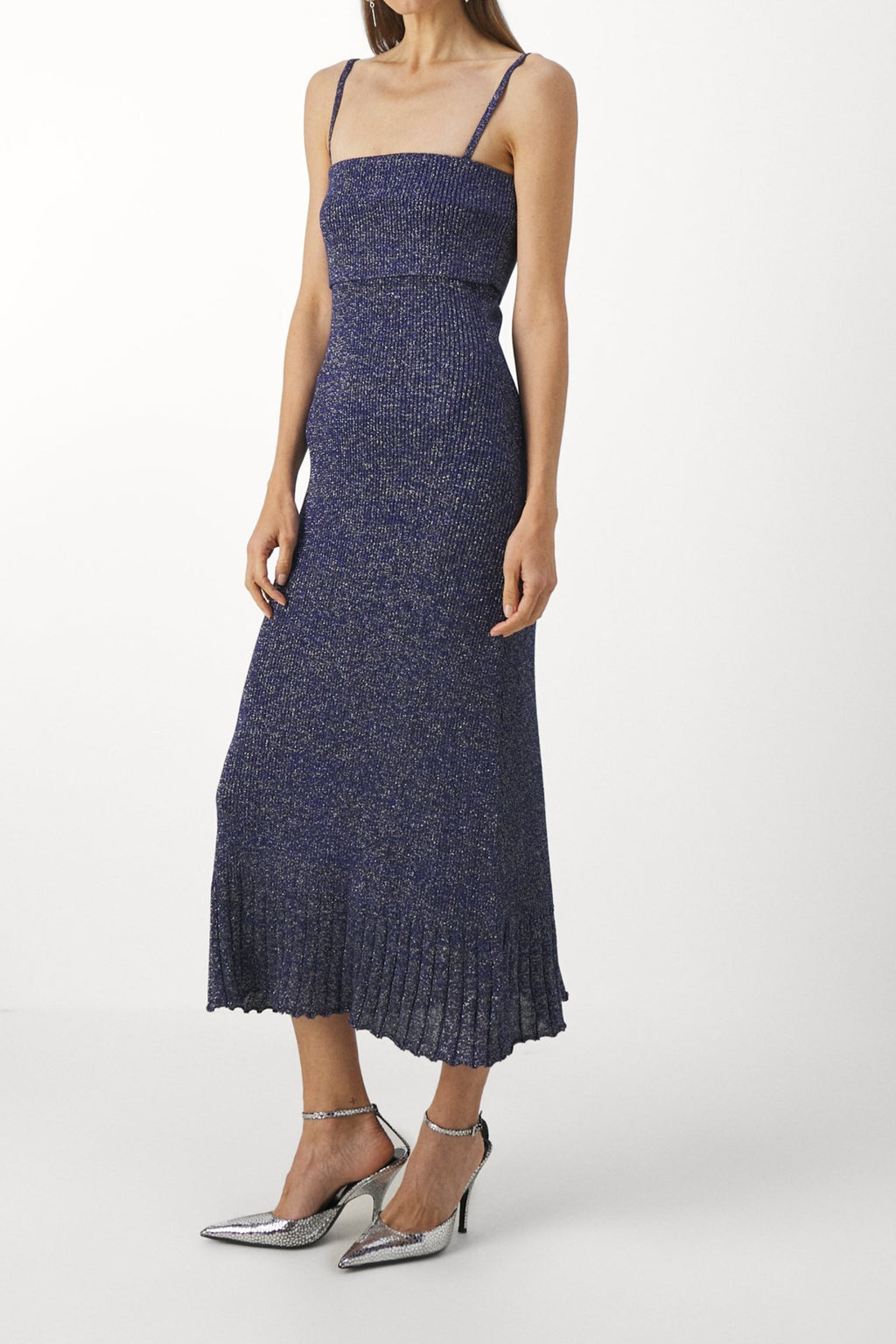 Flowering Girl Women Strappy Knit Maxi Dress In Blue
