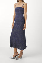 Flowering Girl Women Strappy Knit Maxi Dress In Blue