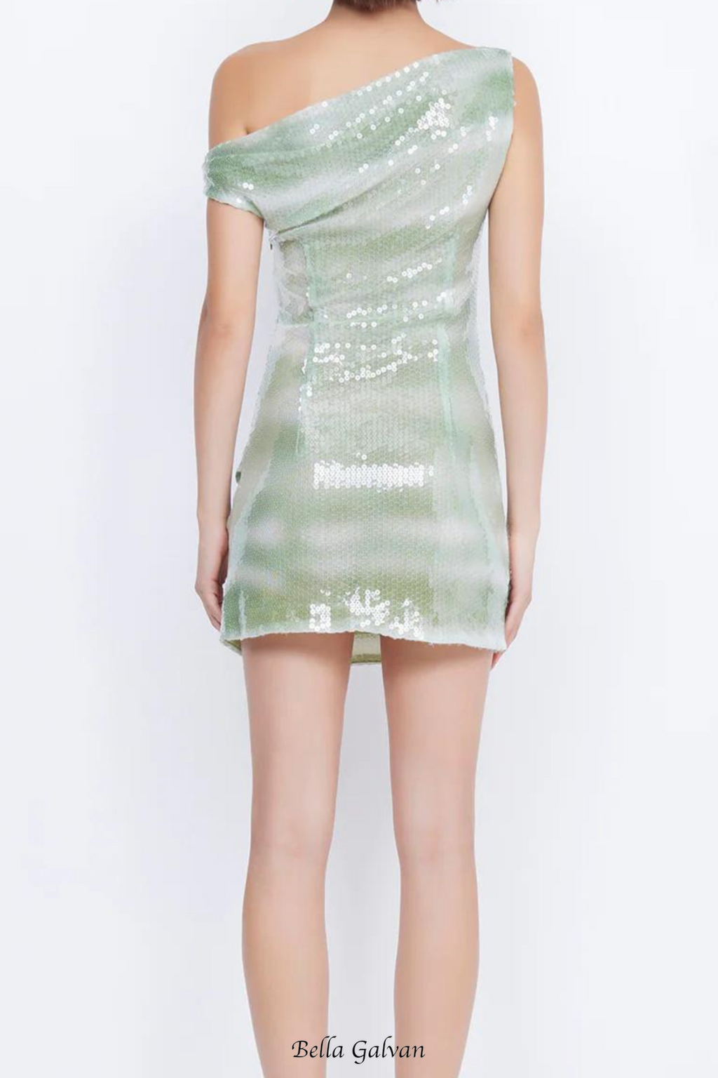 Flowering Girl Women charlotte Asymmetrical Sequin Mini Dress in green