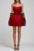 Flowering Girl Women Fakhriyya Strapless Rhinestone Mini Dress