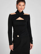 Flowering Girl Women Odette black ruched stretch-jersey top