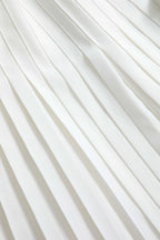 Flowering Girl Women Pleated Bell Sleeve V-Neck Mini Dress in white