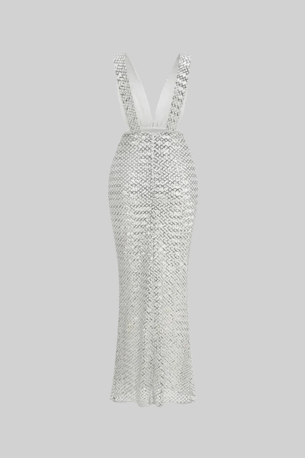 Flowering Girl Women Sequin Maxi Dress With Satin Bow Detail - Light Grey