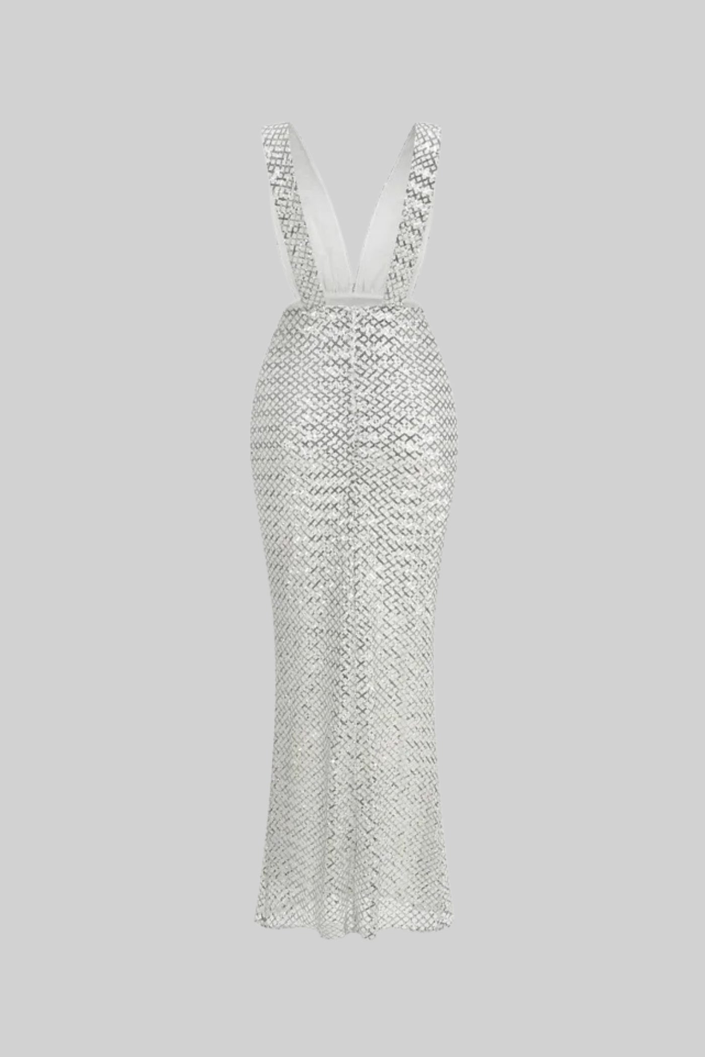 Flowering Girl Women Sequin Maxi Dress With Satin Bow Detail - Light Grey