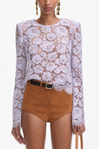 Lilac Lace Fluted Sleeve Top