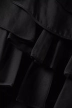 Poppy Ruffle Silk Organza Sleeveless Mini Dress In Black