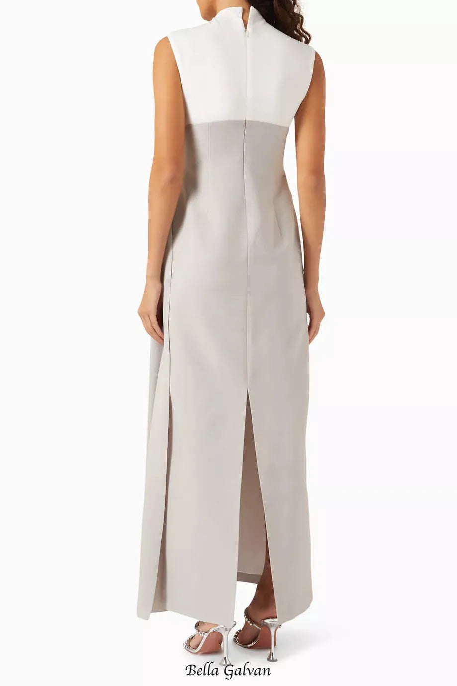 kelly Interlock pleated Knit maxi dress in grey