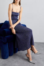 Flowering Girl Women Strappy Knit Maxi Dress In Blue