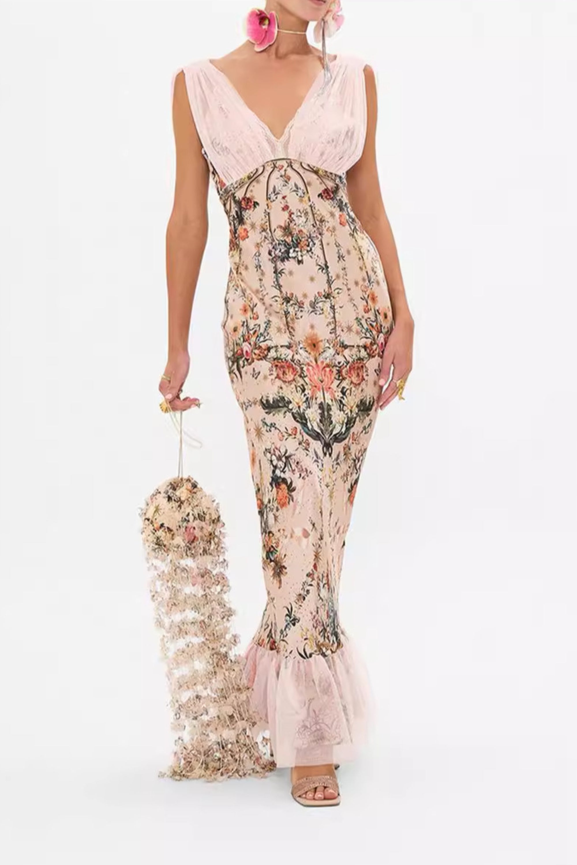 Flowering Girl Women Floral Mermaid Sleeveless Maxi Dresses