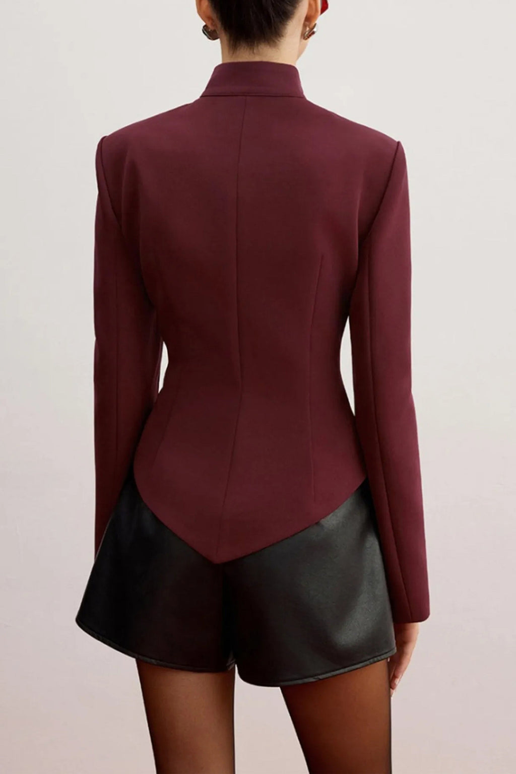 Flowering Girl Women Stand Collar Cutout Blazer