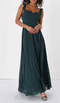 Flowering Girl Women Dreamy Admiration Emerald Green Ruffled Maxi Dress