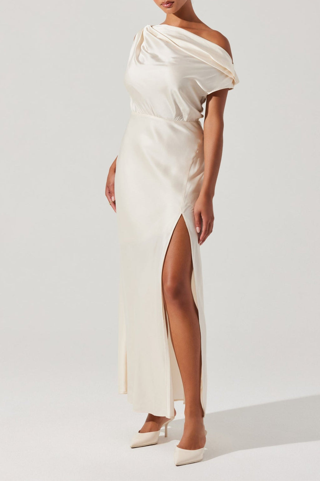 Flowering Girl Women Monroe Satin Off Shoulder Dress
