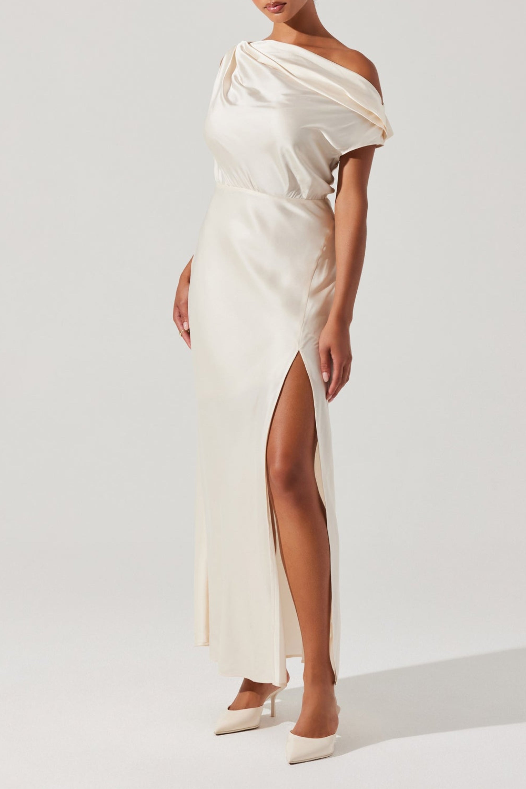 Flowering Girl Women Monroe Satin Off Shoulder Dress