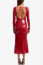 Flowering Girl Women Sequin Bandage Maxi Dress In Red