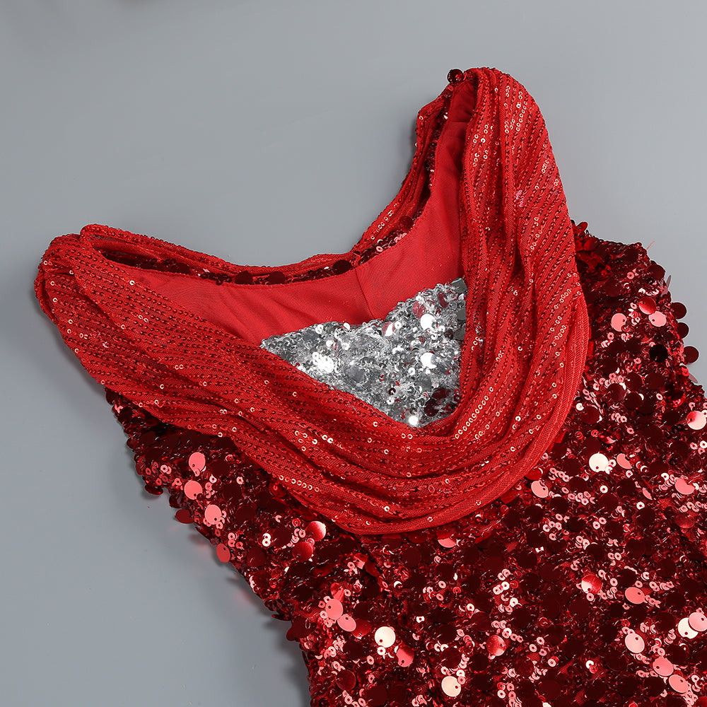 Flowering Girl Women basia sleeveless sequin maxi dress in red