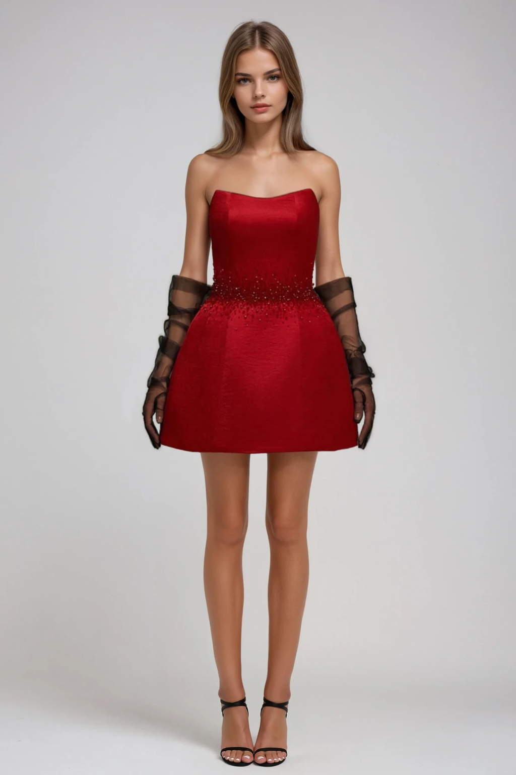 Flowering Girl Women Fakhriyya Strapless Rhinestone Mini Dress