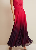Flowering Girl Women ombre pleated draped maxi dress