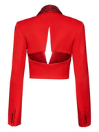 Flowering Girl Women crystal-embellished red cropped blazer set