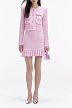 Flowering Girl Women Pink Sequin Textured Knit Jacket