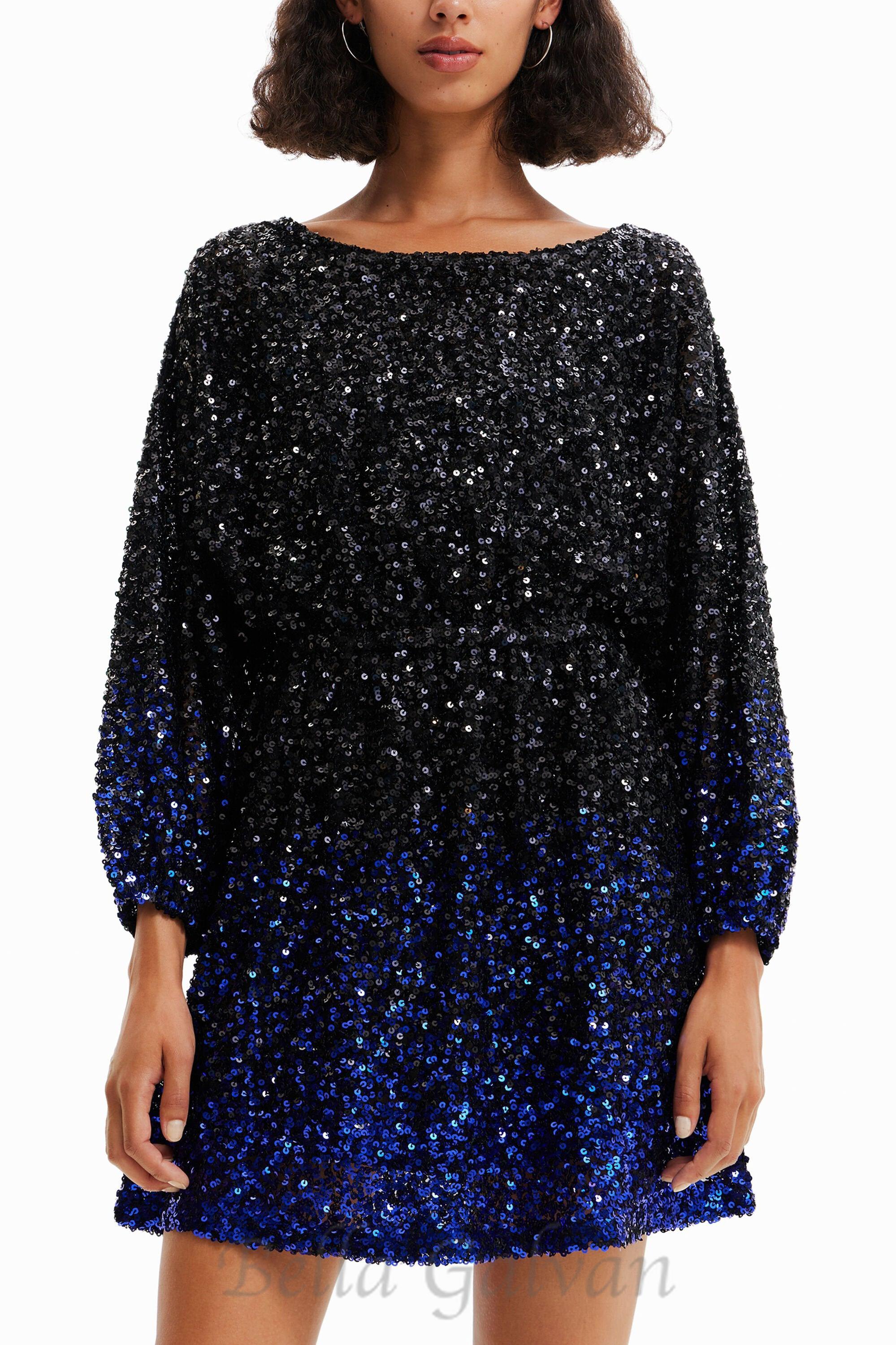 Flowering Girl Women gradient sequin mini dress