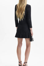 Flowering Girl Women Black Sequin Knit Mini Dress