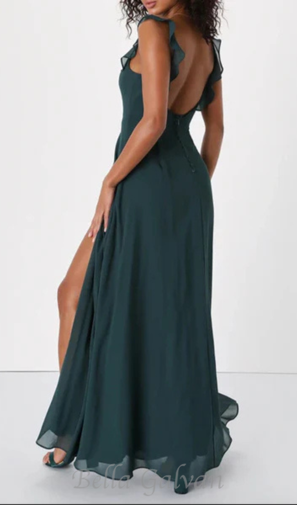 Flowering Girl Women Dreamy Admiration Emerald Green Ruffled Maxi Dress