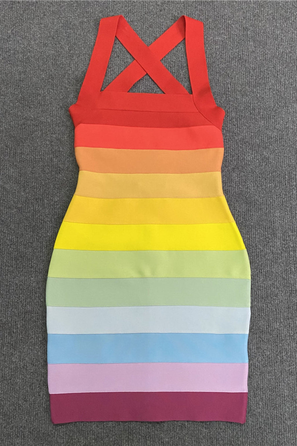 Flowering Girl Women Rainbow Sleeveless Bandage Mini Dresses